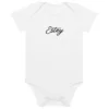 Body Gouttelette – Blanc, face Body bébé Gouttelette Estey coton biologique 200 g/m² blanc, vue face, broderie