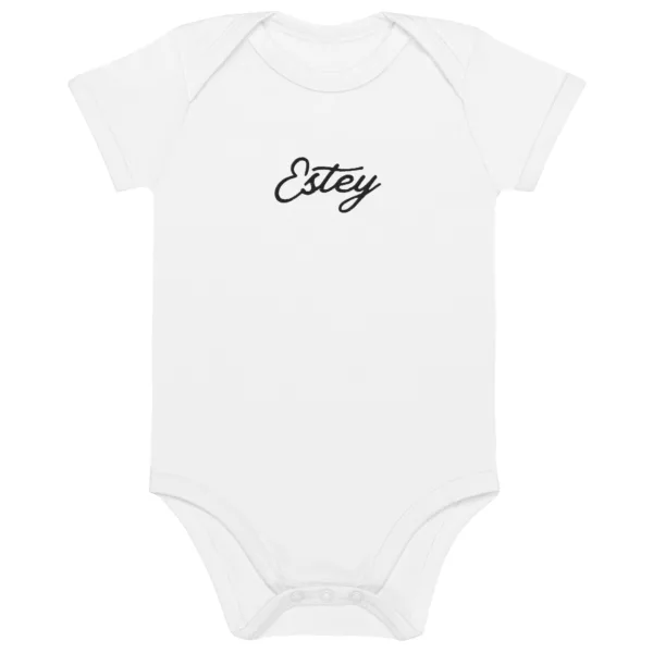 Body Gouttelette – Blanc, face Body bébé Gouttelette Estey coton biologique 200 g/m² blanc, vue face, broderie