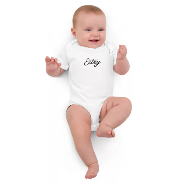 Body Gouttelette – Détail broderie et pressions Body bébé Gouttelette Estey coton biologique, détail broderie et pressions nacre, finitions