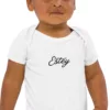Body Gouttelette – Coloris foncé, face Body bébé Gouttelette Estey coton biologique 200 g/m², coloris foncé, brodé