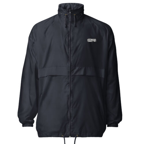 unisex-basic-windbreaker-navy-front-69f2052811ad0.jpg Coupe-vent déperlant brodé unisexe « Radée »
