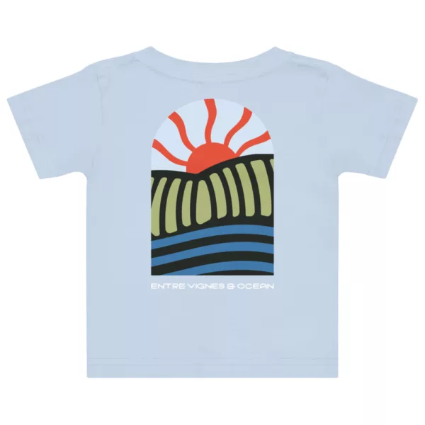 Body Paparon – Coton bio bleu clair, vue dos T-shirt bébé Paparon Estey coton peigné bleu clair, vue dos, col côtelé, doux