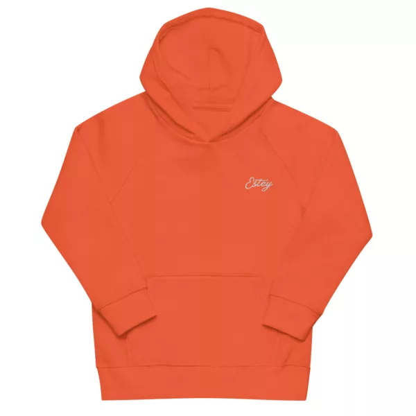 Sweat Écume enfant – Orange, face Sweat enfant Écume Estey coton 280 g/m² orange, vue face, broderie Estey, 4 à 14 ans