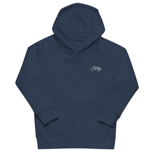 Sweat enfant Écume Estey coton 350 g/m² navy, vue face, broderie Estey, certifié OEKO-TEX