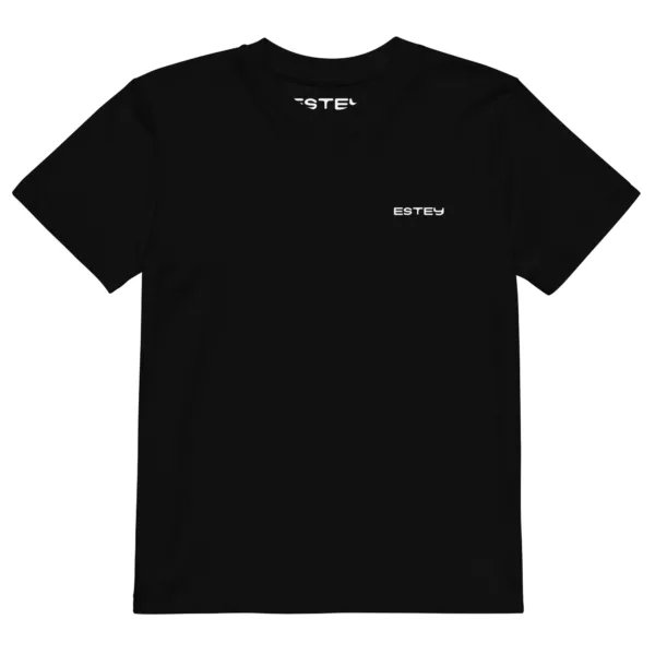 T-shirt Gouyat enfant – Noir, face T-shirt enfant Gouyat Estey coton 155 g/m² noir, vue face, emblème Estey imprimé, 4 à 14 ans