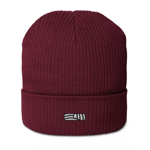 Bonnet Sillon – Burgundy Bonnet Sillon Estey coton biologique bordeaux, côtes 2x2, broderie Estey, taille unique mixte