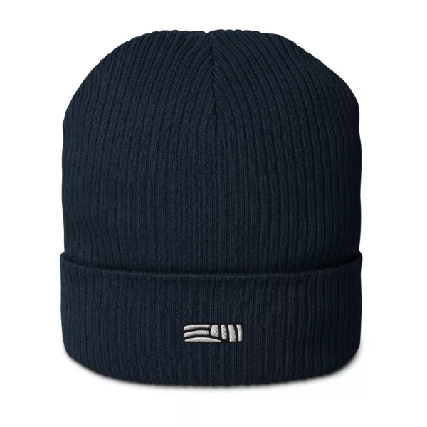 Bonnet Sillon – Oxford navy Bonnet Sillon Estey coton biologique oxford navy, côtes 2x2, broderie Estey, taille unique