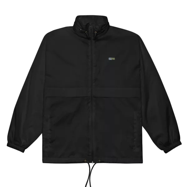 Coupe-vent Radée Estey nylon déperlant noir, vue face, zip intégral, broderie cœur unisexe