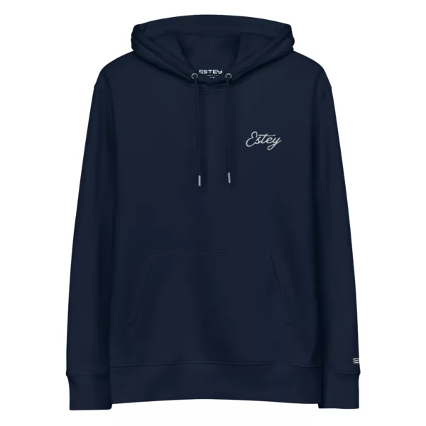 Hoodie adulte Marée Estey coton 350 g/m², zoom capuche doublée et cordon, qualité premium