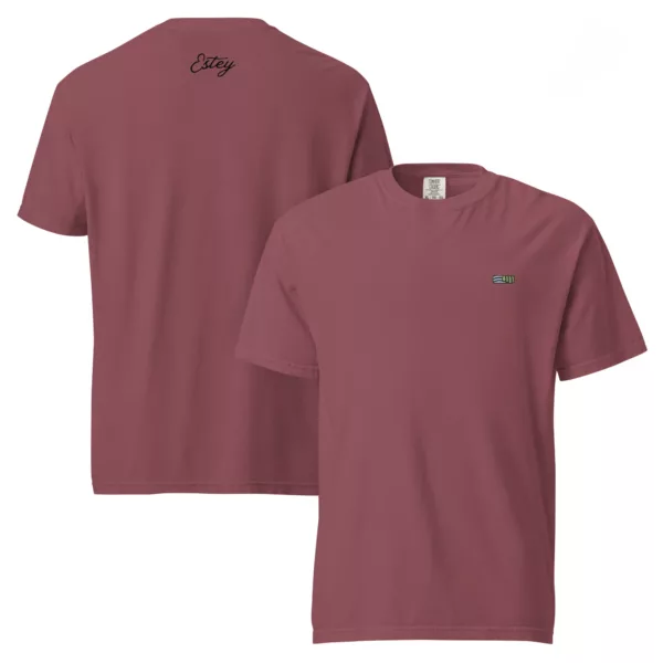 T-shirt Sarment – Garment-dyed brique T-shirt Sarment Estey garment-dyed brique, coton ring-spun lourd 206 g/m², broderie cœur
