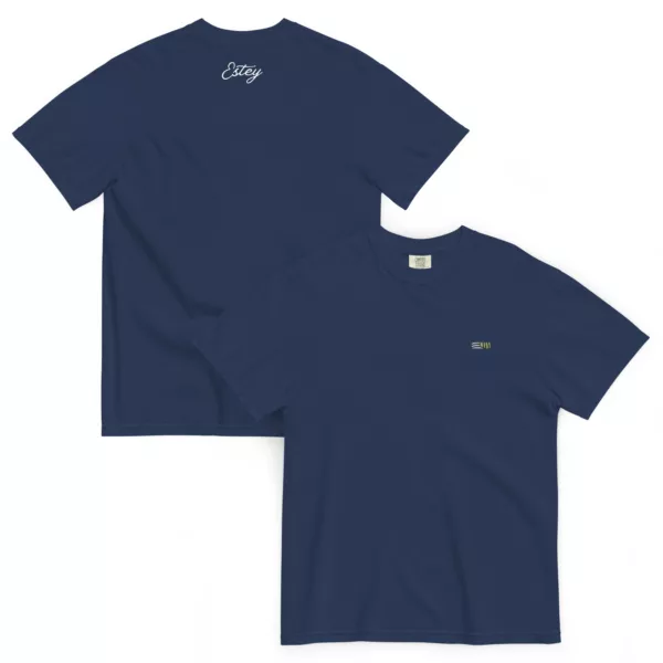 T-shirt Sarment – Garment-dyed bleu marine T-shirt Sarment Estey garment-dyed bleu marine, coton américain 206 g/m², look vintage brodé