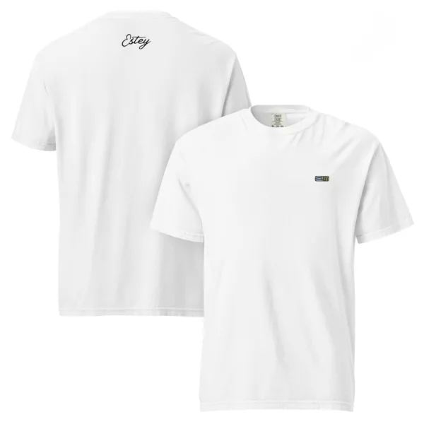 T-shirt Sarment – Garment-dyed blanc T-shirt Sarment Estey garment-dyed blanc, coton ring-spun 206 g/m², broderie signature, vintage