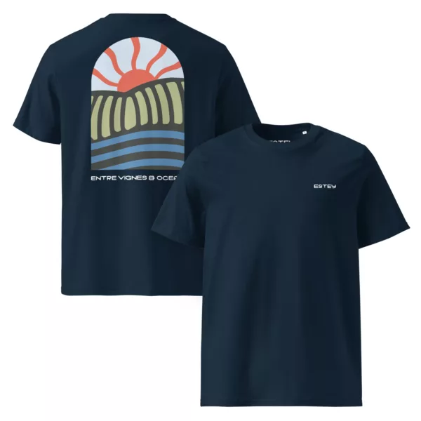 T-shirt Soca – Bleu marine, face et dos T-shirt Soca Estey coton 180 g/m² bleu marine, face et dos, emblème Estey imprimé, jersey classique