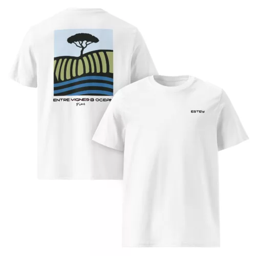 unisex-organic-cotton-creator-2.0-t-shirt-white-front-and-back-6a3ba2387b24d T-shirt unisexe ESTEY Landes en coton biologique blanc — illustration Landes imprimée au dos