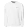Sweat Macaron – Vue dos Sweat oversize Macaron ESTEY blanc, vue de face, emblème Estey imprimé côté cœur