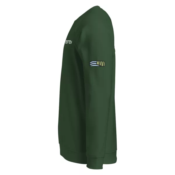 Sweat col rond Genèse Estey coton 280 g/m², zoom col côtelé et manches, qualité premium