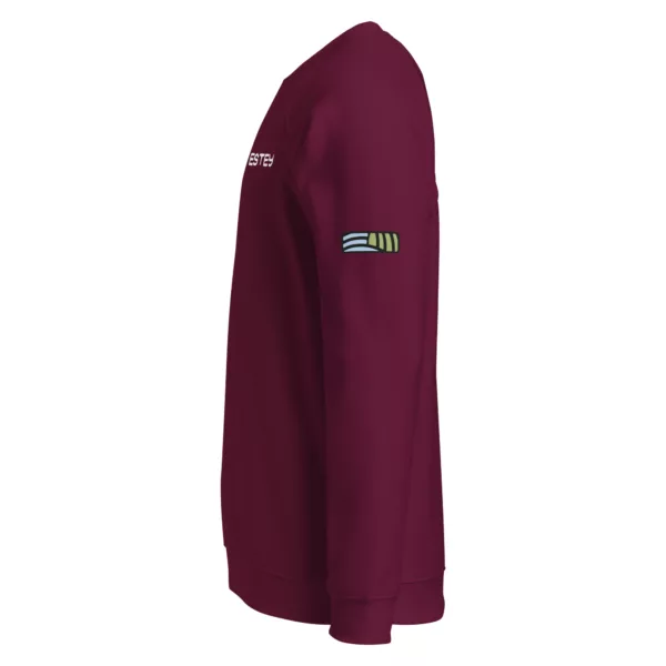 Sweat col rond Genèse Estey coton 280 g/m², vue dos, col côtelé poignets bas imprimé classique