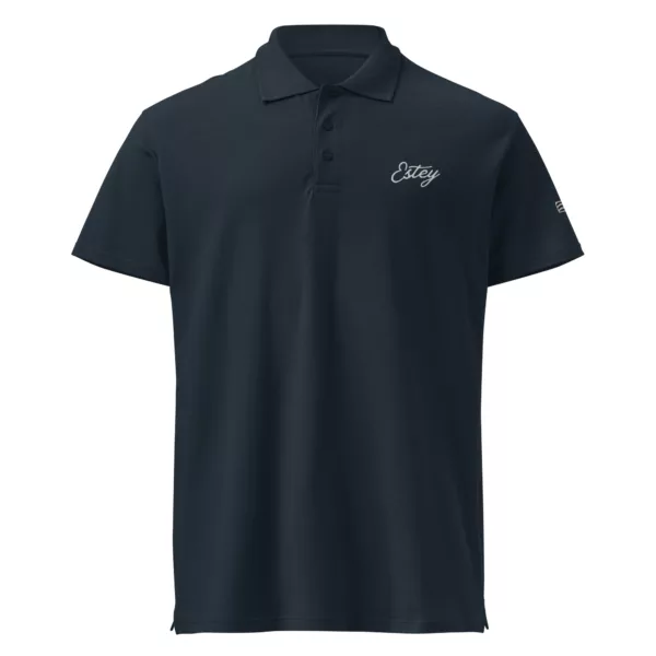 Polo Coteaux – Coton piqué navy, face Polo Coteaux Estey coton piqué bleu marine, vue face, col côtelé, broderie logo, coupe classique
