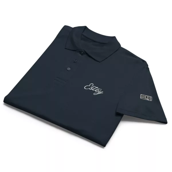 Polo Coteaux – Détail col et broderie navy Polo Coteaux Estey coton piqué navy, détail col boutonné et broderie, 210 g/m², finitions