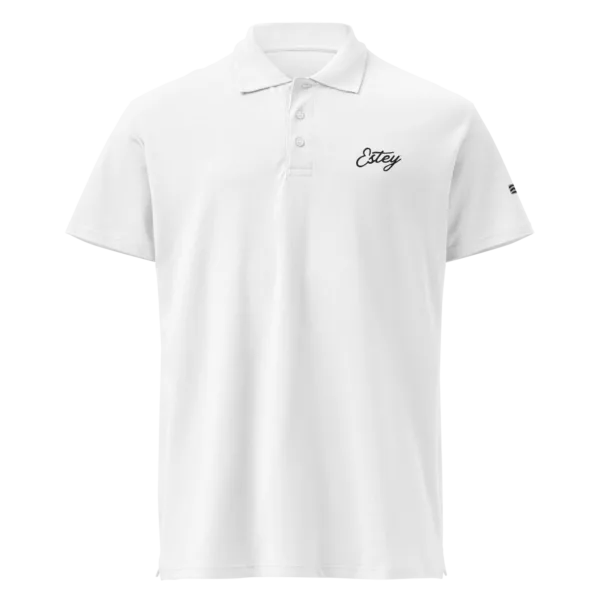 Polo Coteaux – Coton piqué blanc, face Polo Coteaux Estey coton piqué blanc, vue face, col boutonné 2 boutons, broderie logo premium