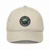 Casquette Dune Estey coton bio beige oyster vue de face, écusson brodé vignes et océan