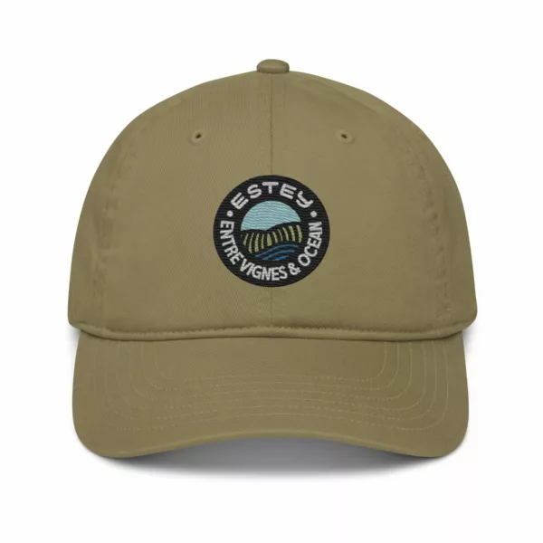 Casquette Dune Estey coton bio vert jungle vue de face, broderie signature Estey